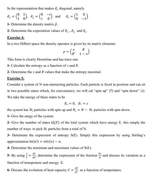 Solved Exercise 1 : Consider a system consisting of N | Chegg.com