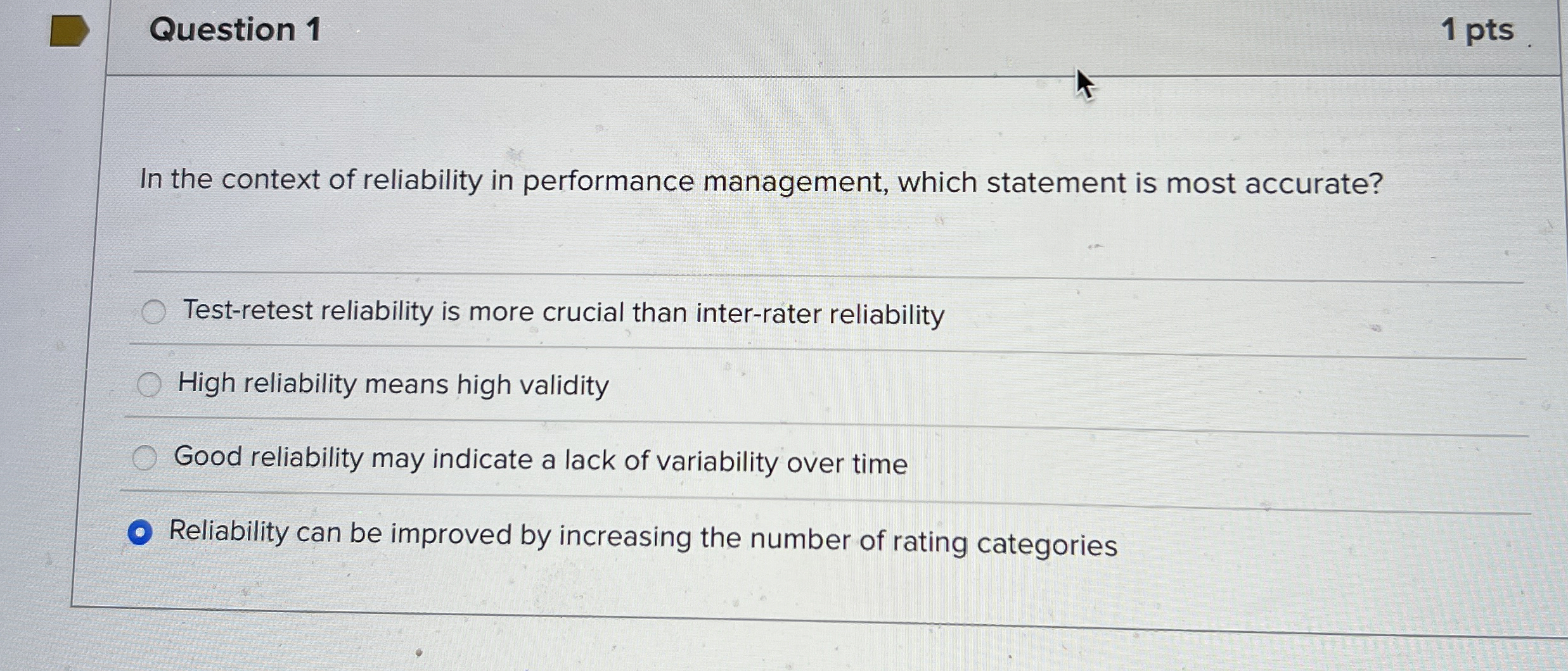 Solved Question 11 ﻿ptsIn the context of reliability in | Chegg.com