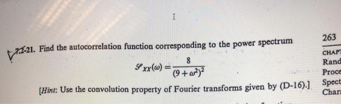 Solved I 263 18-21 . Find the autocorrelation function | Chegg.com