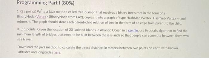 Solved 1. (25 points) Write a Java method called treeToGraph | Chegg.com