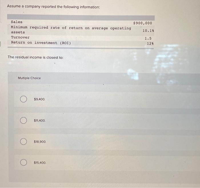 Solved Assume a company reported the following information