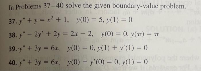 Solved In Problems 37-40 solve the given boundary-value | Chegg.com
