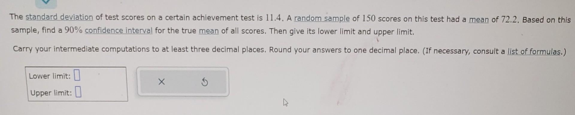 Solved The standard deviation of test scores on a certain | Chegg.com