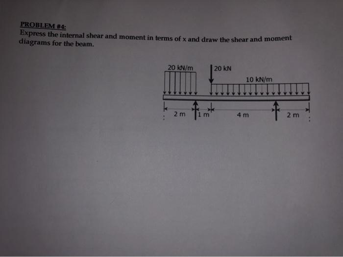 Solved PROBLEM 4: Express The Internal Shear And Moment In | Chegg.com