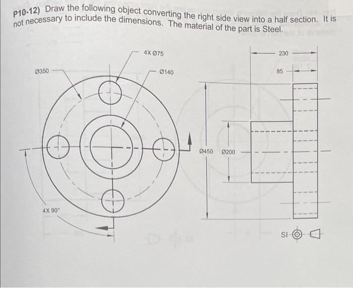 Solved P10-12) Draw the following object converting the | Chegg.com