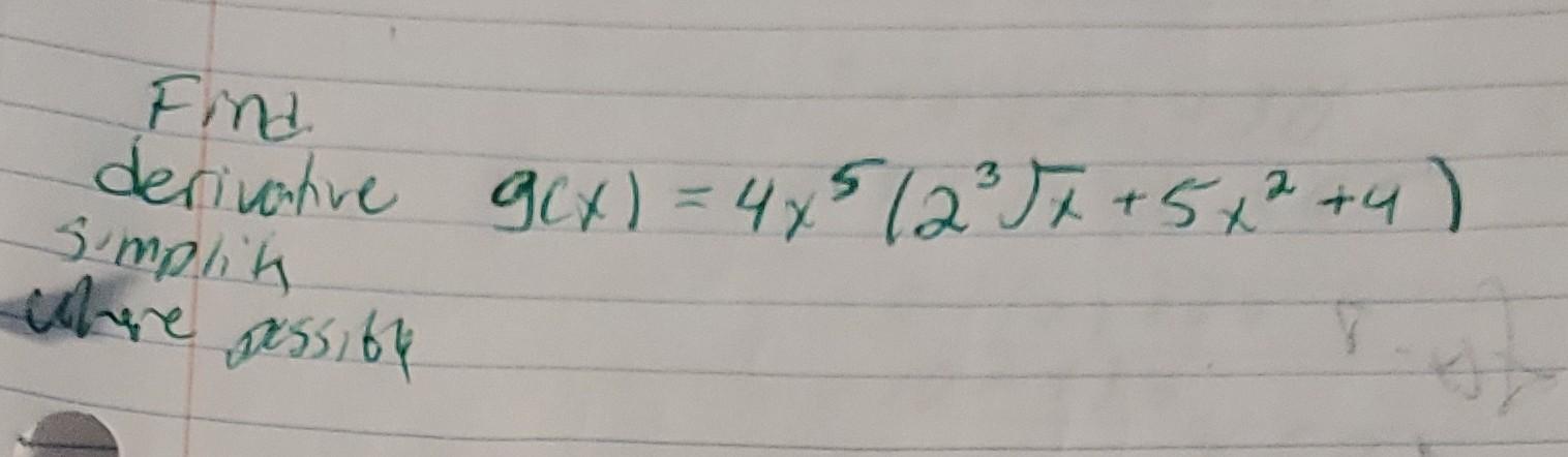 Solved Find Derivarive G x 4 X 5 left 2 sqrt 3 x 5 Chegg