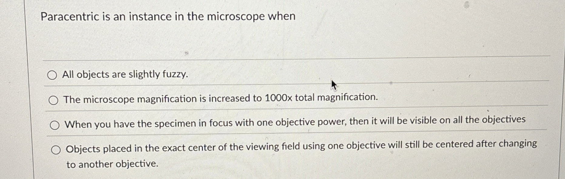 Solved Paracentric is an instance in the microscope whenAll | Chegg.com
