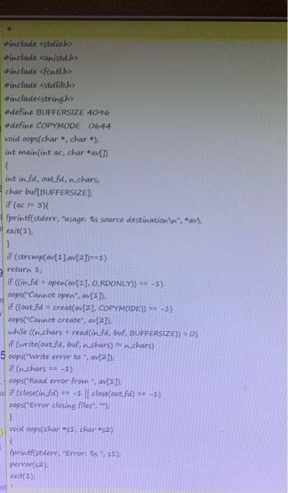 I have a C program that replicates the cp command. | Chegg.com