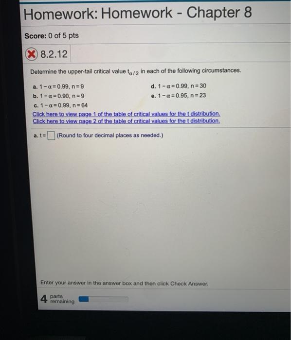 Solved Homework: Homework - Chapter 8 Score: 0 of 5 pts X | Chegg.com