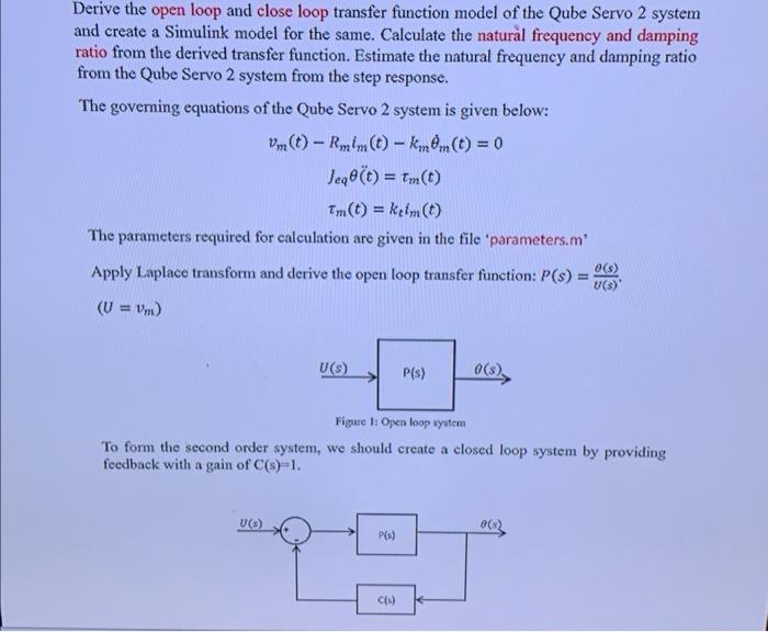 Derive the open loop and close loop transfer function | Chegg.com