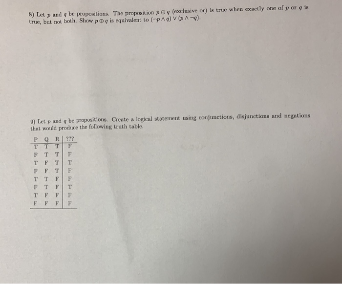 Solved 5 Given The Propositions P And G As Defined Below