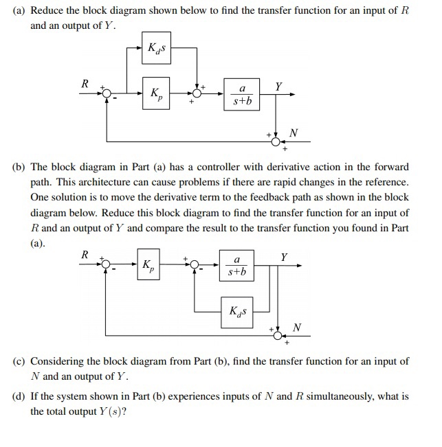 Solved (a) Reduce the block diagram shown below to find the | Chegg.com