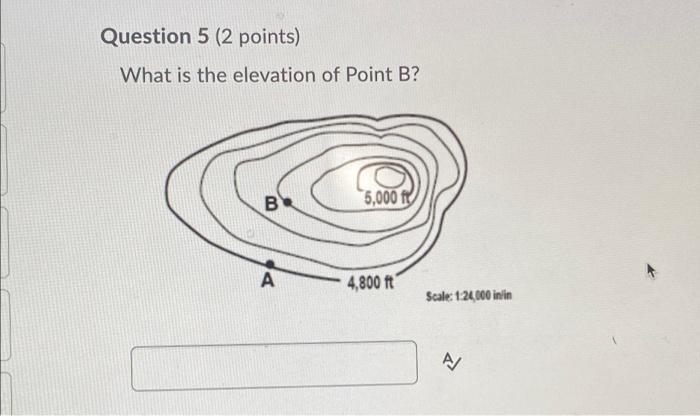 Solved Question 5 (2 points) What is the elevation of Point | Chegg.com