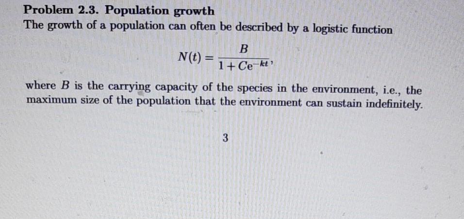 Solved Problem 3.7. Table showing population growth Consider | Chegg.com