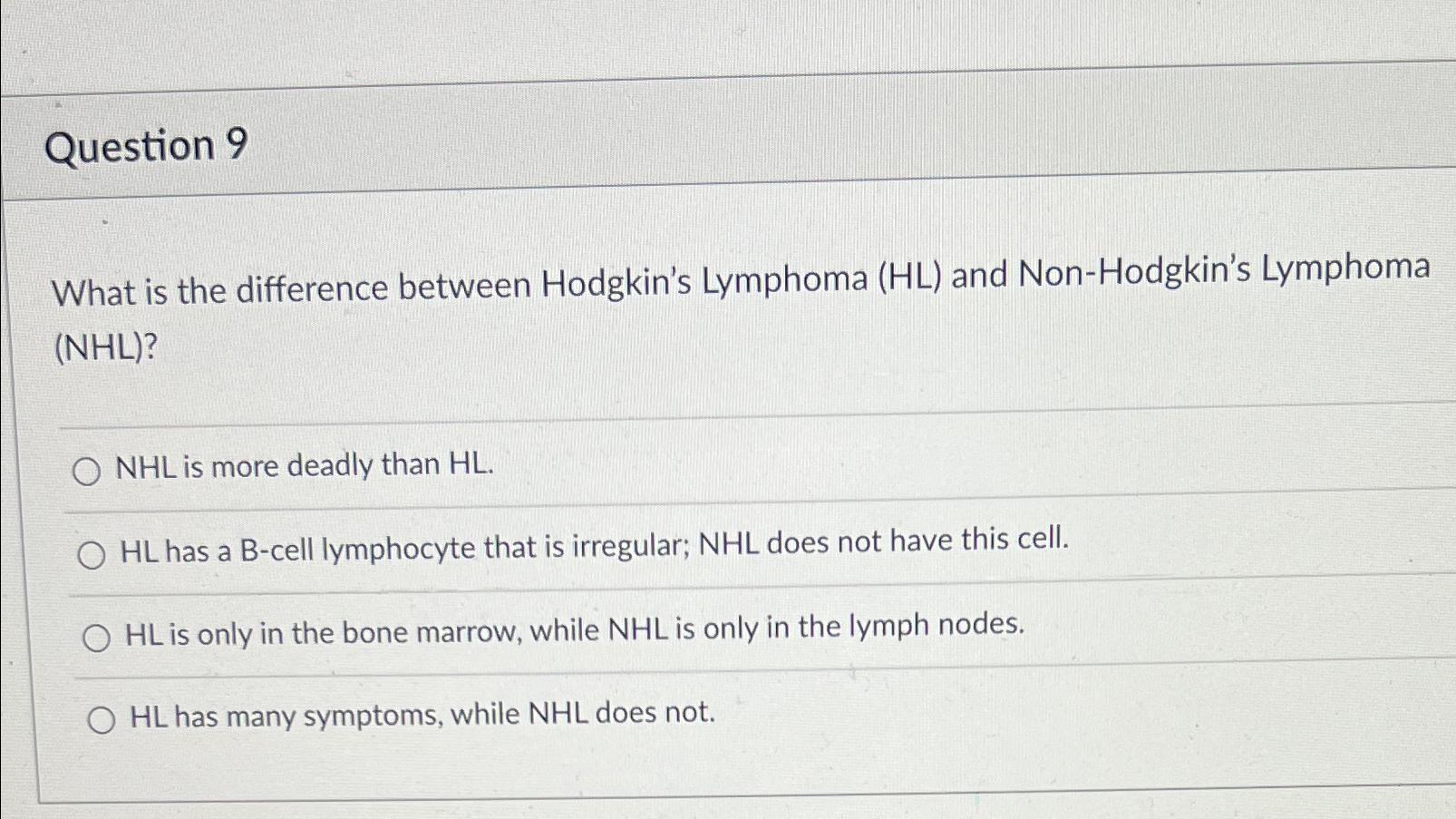 Hodgkin's Lymphoma vs Non-Hodgkin's Lymphoma - Comparison Hodgkin's
