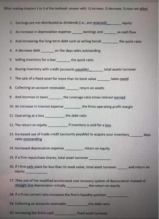 Solved after reading chapters 1 to 3 of the textbook: answer | Chegg.com