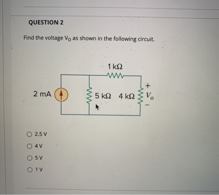Solved QUESTION 2 Find the voltage Vo as shown in the | Chegg.com