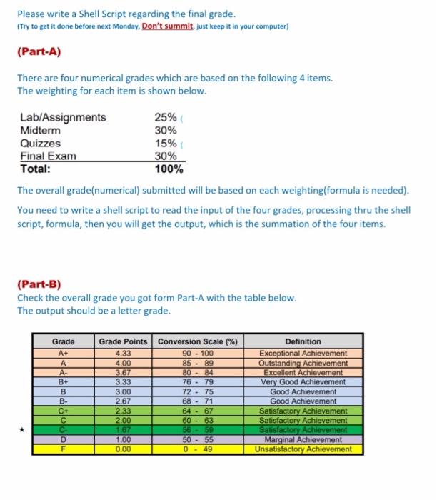 Solved Please write a Shell Script regarding the final | Chegg.com