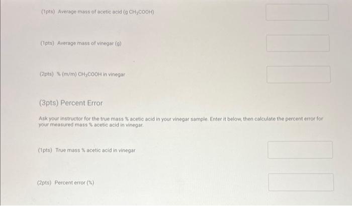 (2pts) Average volume of NaOH in liters (L) (1pts) | Chegg.com