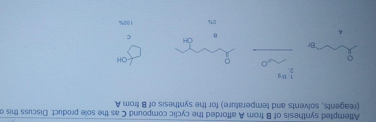 Solved Attempted Synthesis Of B From A Afforded The Cyclic | Chegg.com