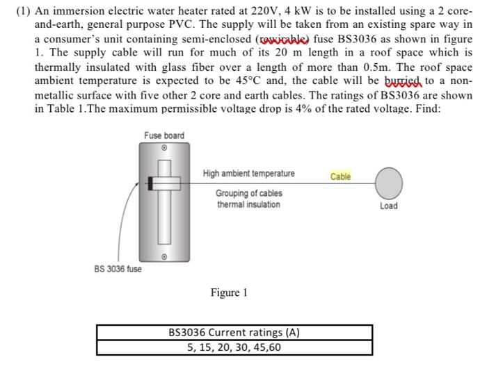 Solved (1) An immersion electric water heater rated at 220V, | Chegg.com