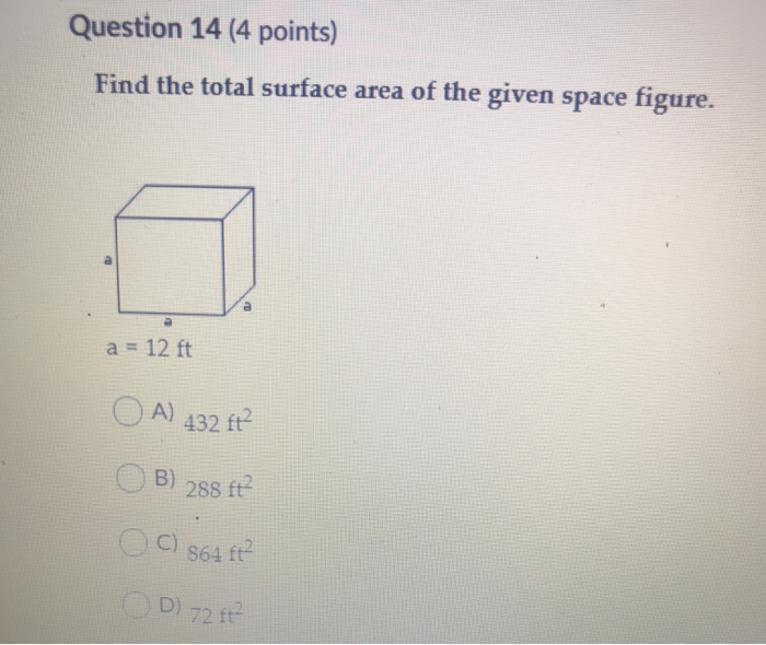 Solved Question 14 (4 points) Find the total surface area of | Chegg.com