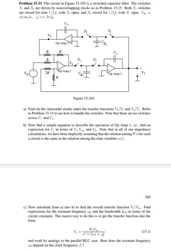 Solved Problem 15.33 The circuit in Figure 15.105 is a | Chegg.com