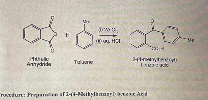 Solved (i) 2AlCl3 (ii) aq. HCl Phthalic Anhydride Toluene | Chegg.com