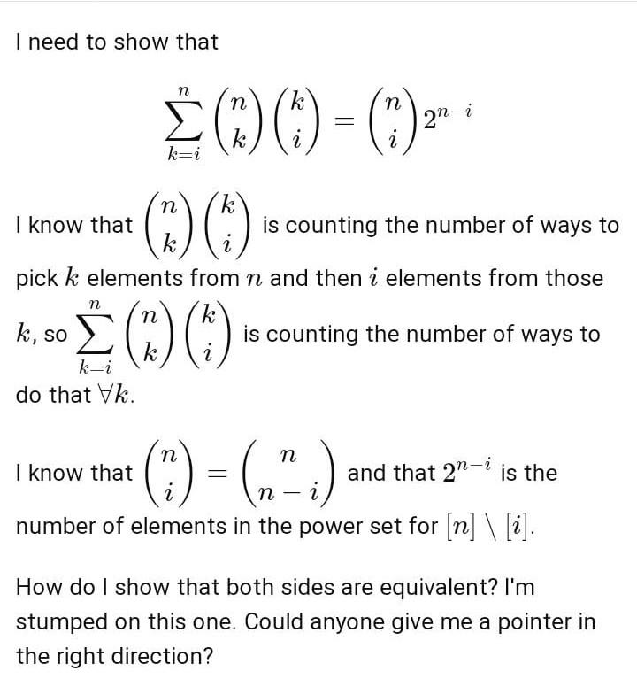 Solved I need to show that n n k n |2ni k п k I know that is | Chegg.com