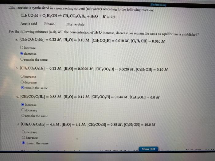 Solved increase decrease remain the same b. [CH, CÔ CH] = | Chegg.com