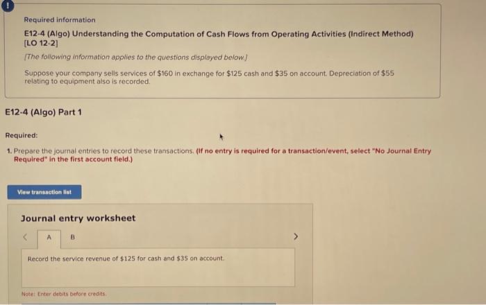 Solved Required Information E12-4 (Algo) Understanding The | Chegg.com