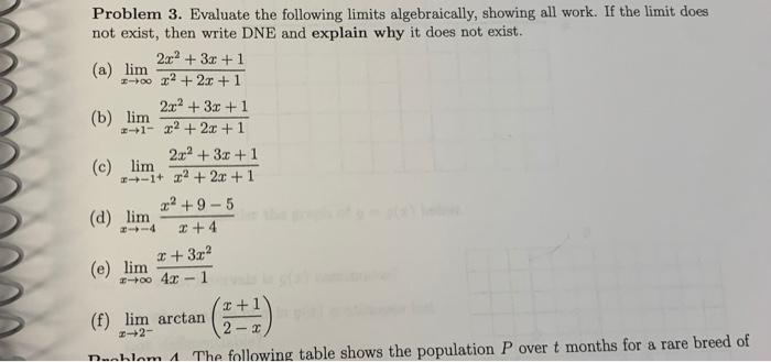 Solved Problem 3. Evaluate the following limits | Chegg.com