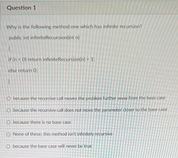 Solved Question 1 Why is the following method one which has | Chegg.com