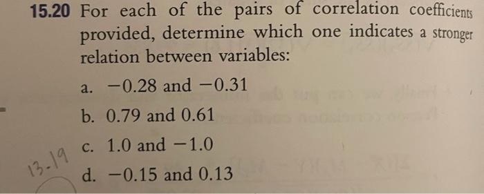 Solved 15.20 For each of the pairs of correlation | Chegg.com