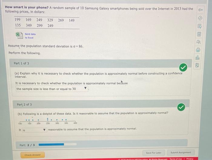 Solved How smart is your phone? A random sample of 10 | Chegg.com