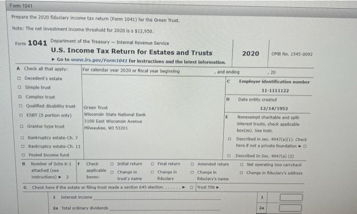Solved Instructions Note: This problem is for the 2020 tax | Chegg.com