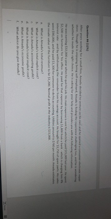Solved Question #4 (12%) After years working for a small | Chegg.com