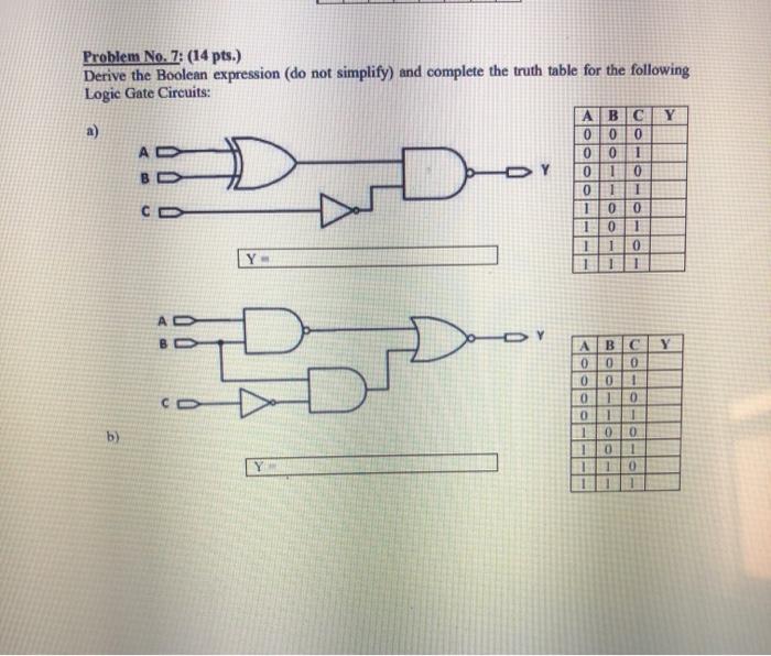 Solved Problem No. 7: (14 Pts.) Derive The Boolean | Chegg.com