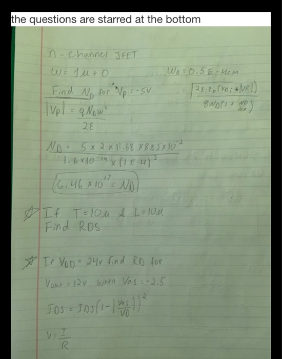 The Questions Are Starred At The Bottom N Channel J Chegg Com