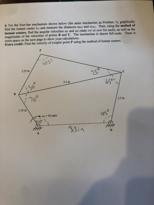 Solved 4. For the four-bar mechanism shown below the same | Chegg.com