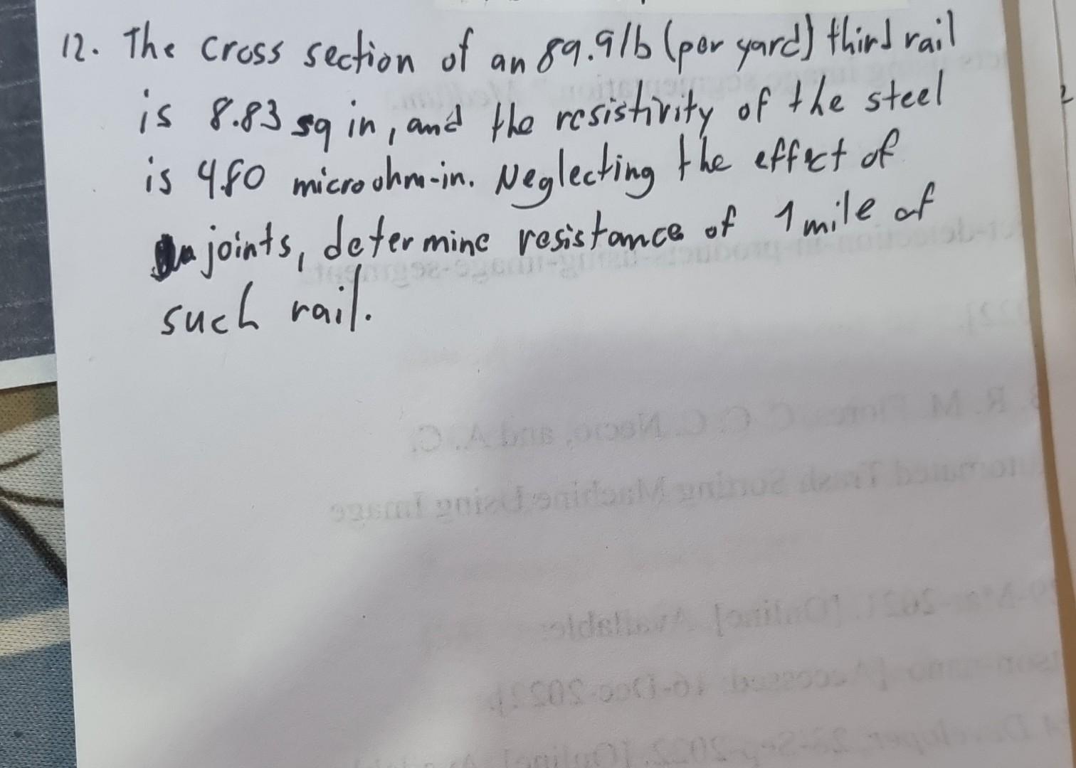 Solved 12. The cross section of an 89.9/b (por yard) third | Chegg.com