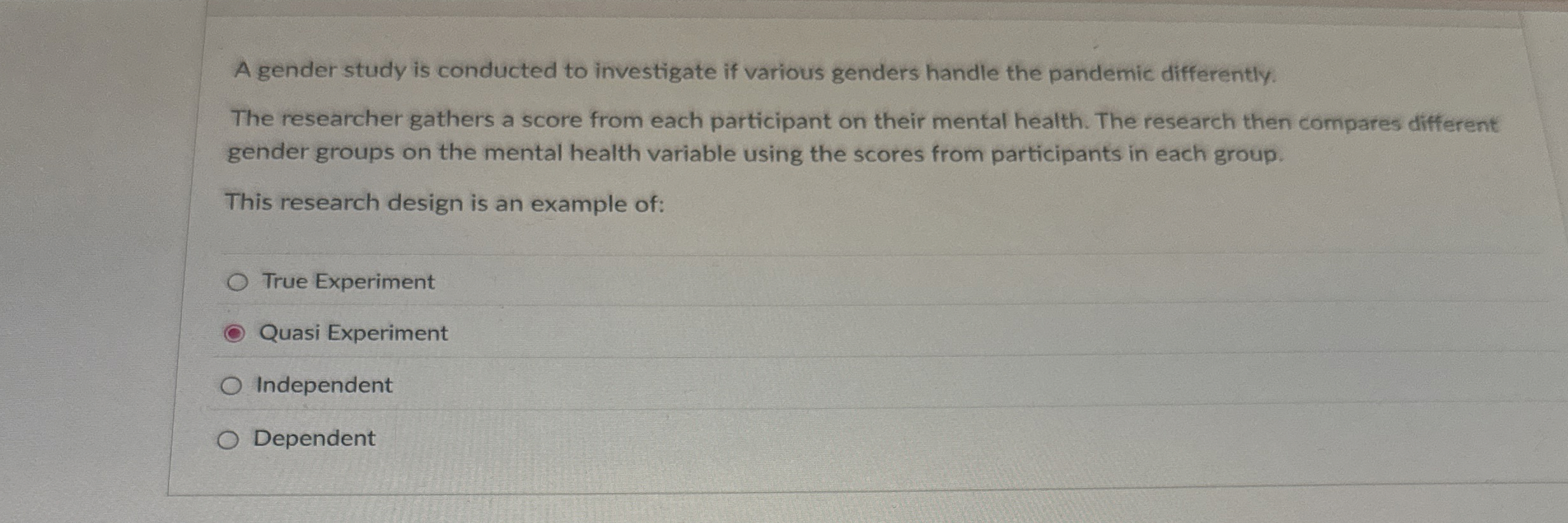 Solved A gender study is conducted to investigate if various | Chegg.com