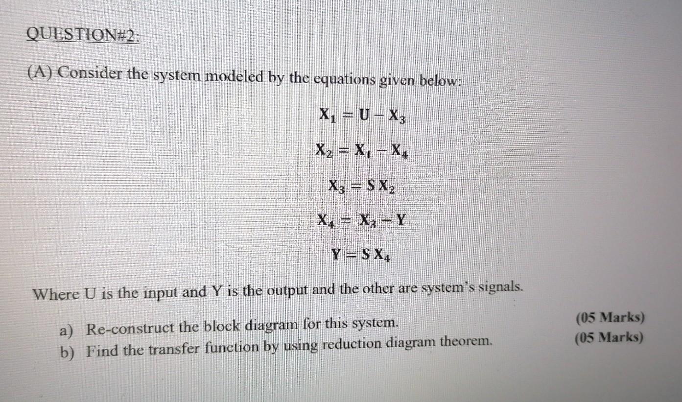 Solved QUESTION#2: (A) Consider the system modeled by the | Chegg.com