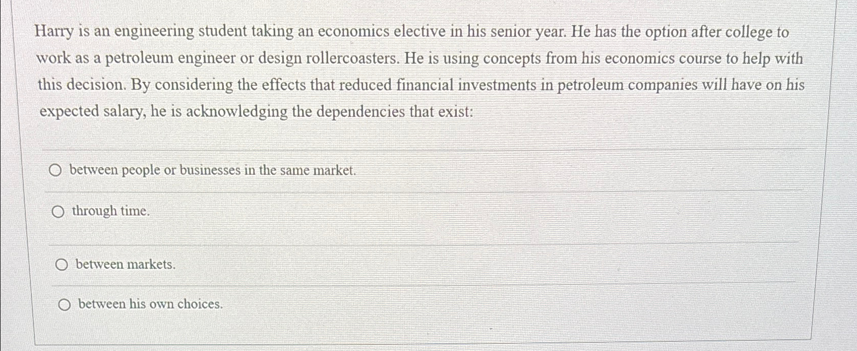 Solved Harry is an engineering student taking an economics | Chegg.com