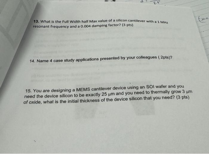 Solved 13 what is the full width half max value of a chegg