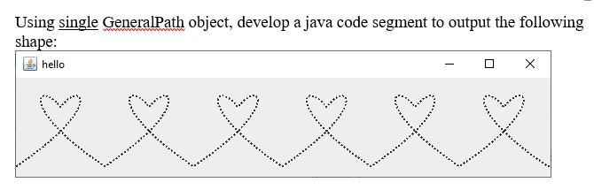 Solved Using single GeneralPath object, develop a java code | Chegg.com