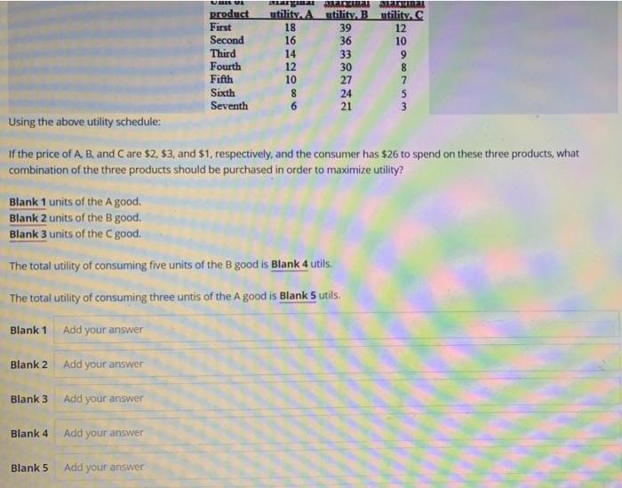 Solved Unit of product First Second Third Fourth Fifth Sixth | Chegg.com
