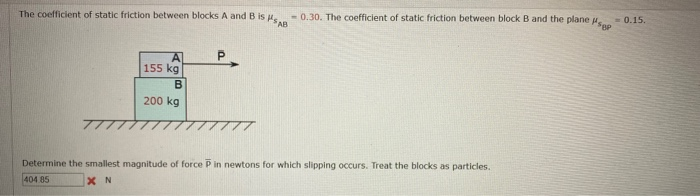 Solved The coefficient of static friction between blocks A | Chegg.com