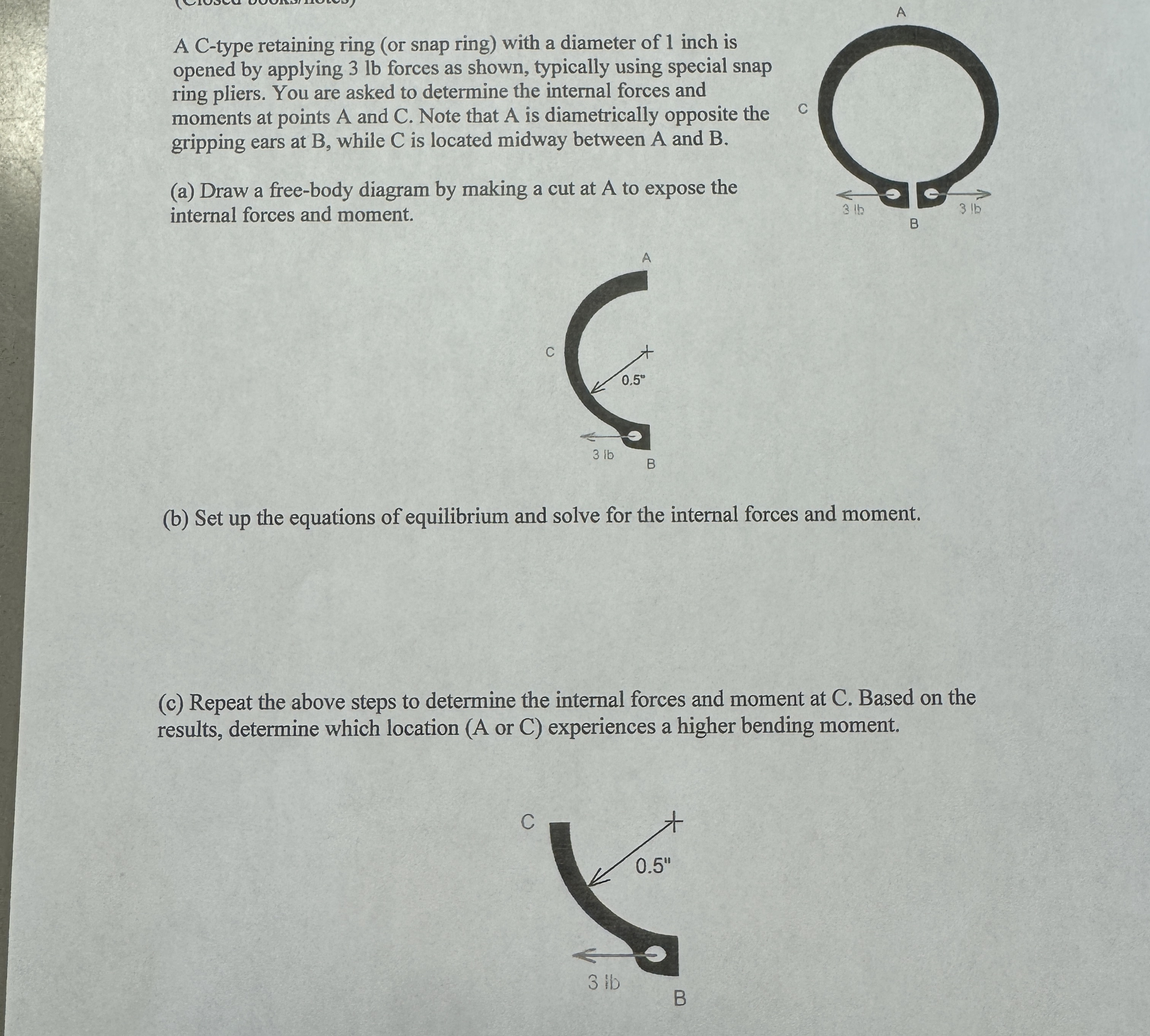 Solved A C-type retaining ring (or snap ring) ﻿with a | Chegg.com