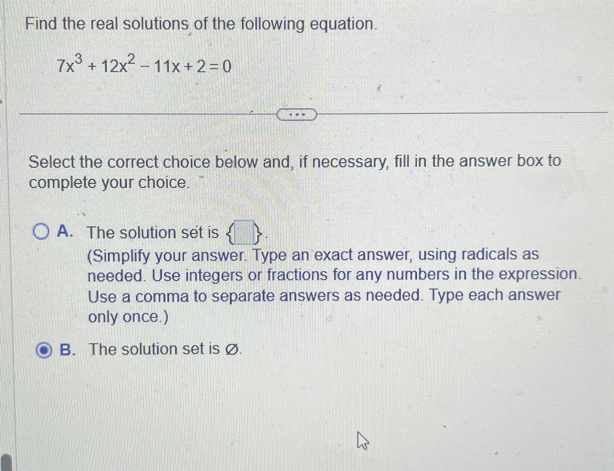 Solved Find the real solutions of the following | Chegg.com